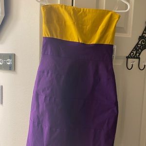 NWT Teeze-Me purple and gold mini strapless  dress